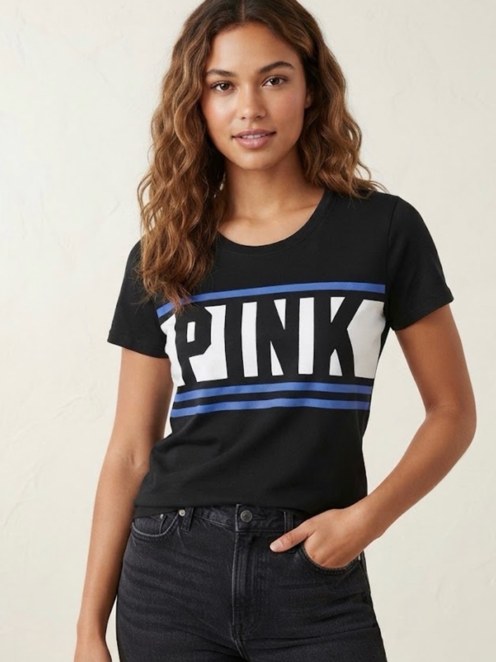 Victoria’s Secret PINK Black & Blue Graphic Tee